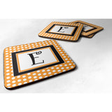 Caroline'S Treasures Cj1033-Efc Monogram-Orange Polkadots Foam Coasters (Set Of 4), Initial Letter E, 3.5 H X 3.5 W, M