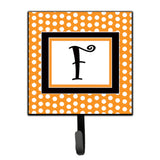 Caroline'S Treasures Cj1033-Fsh4 Letter F Initial Monogram-Orange Polka Dots Leash Holder Or Key Hook, Small, Multicolor
