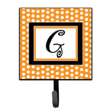 Caroline'S Treasures Cj1033-Gsh4 Letter G Initial Monogram-Orange Polka Dots Leash Holder Or Key Hook, Small, Multicolor