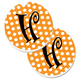 Caroline'S Treasures Monogram Initial H Orange Polkadots Set Of 2 Cup Holder Car Coasters Cj1033-Hcarc, 2.56, Multicolor