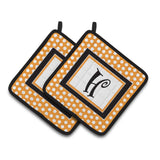 Caroline'S Treasures Monogram Initial H Orange Polkadots Pair Of Pot Holders Cj1033-Hpthd, 7.5Hx7.5W, Multicolor