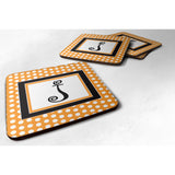 Caroline'S Treasures Cj1033-Jfc Monogram-Orange Polkadots Foam Coasters (Set Of 4), Initial Letter J, 3.5 H X 3.5 W, M