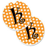 Caroline'S Treasures Monogram Initial K Orange Polkadots Set Of 2 Cup Holder Car Coasters Cj1033-Kcarc, 2.56, Multicolor