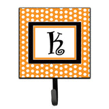 Caroline'S Treasures Cj1033-Ksh4 Letter K Initial Monogram-Orange Polka Dots Leash Holder Or Key Hook, Small, Multicolor
