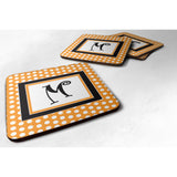 Caroline'S Treasures Cj1033-Mfc Monogram-Orange Polkadots Foam Coasters (Set Of 4), Initial Letter M, 3.5 H X 3.5 W, M