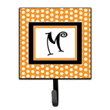 Caroline'S Treasures Cj1033-Msh4 Letter M Initial Monogram-Orange Polka Dots Leash Holder Or Key Hook, Small, Multicolor