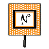 Caroline'S Treasures Cj1033-Nsh4 Letter N Initial Monogram-Orange Polka Dots Leash Holder Or Key Hook, Small, Multicolor