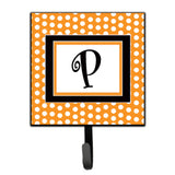 Caroline'S Treasures Cj1033-Psh4 Letter P Initial Monogram-Orange Polka Dots Leash Holder Or Key Hook, Small, Multicolor