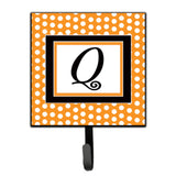 Caroline'S Treasures Cj1033-Qsh4 Letter Q Initial Monogram-Orange Polka Dots Leash Holder Or Key Hook, Small, Multicolor