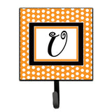 Caroline'S Treasures Cj1033-Ush4 Letter U Initial Monogram-Orange Polka Dots Leash Holder Or Key Hook, Small, Multicolor