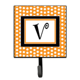 Caroline'S Treasures Cj1033-Vsh4 Letter V Initial Monogram-Orange Polka Dots Leash Holder Or Key Hook, Small, Multicolor