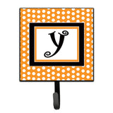 Caroline'S Treasures Cj1033-Ysh4 Letter Y Initial Monogram-Orange Polka Dots Leash Holder Or Key Hook, Small, Multicolor