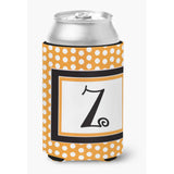 Letter Z Initial Monogram - Orange Polkadots Can Or Bottle Beverage Insulator Hugger