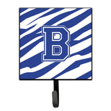 Caroline'S Treasures Cj1034-Bsh4 Letter B Initial Tiger Stripe Blue And White Leash Holder Or Key Hook, Small, Multicolor