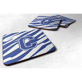 Caroline'S Treasures Cj1034-Cfc Monogram-Tiger Stripe Blue And White Foam Coasters (Set Of 4), Initial Letter C, 3.5 H X 3