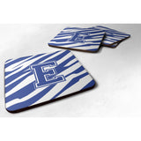 Caroline'S Treasures Cj1034-Efc Monogram-Tiger Stripe Blue And White Foam Coasters (Set Of 4), Initial Letter E, 3.5 H X 3