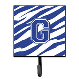 Caroline'S Treasures Cj1034-Gsh4 Letter G Initial Tiger Stripe Blue And White Leash Holder Or Key Hook, Small, Multicolor