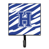 Caroline'S Treasures Cj1034-Hsh4 Letter H Initial Tiger Stripe Blue And White Leash Holder Or Key Hook, Small, Multicolor