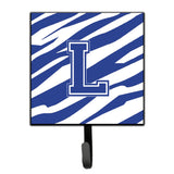 Caroline'S Treasures Cj1034-Lsh4 Letter L Initial Tiger Stripe Blue And White Leash Holder Or Key Hook, Small, Multicolor