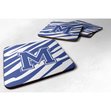 Caroline'S Treasures Cj1034-Mfc Monogram-Tiger Stripe Blue And White Foam Coasters (Set Of 4), Initial Letter M, 3.5 H X 3