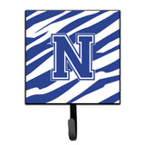 Caroline'S Treasures Cj1034-Nsh4 Letter N Initial Tiger Stripe Blue And White Leash Holder Or Key Hook, Small, Multicolor