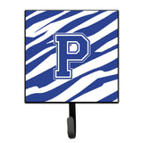 Caroline'S Treasures Cj1034-Psh4 Letter P Initial Tiger Stripe Blue And White Leash Holder Or Key Hook, Small, Multicolor