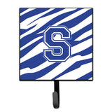 Caroline'S Treasures Cj1034-Ssh4 Letter S Initial Tiger Stripe Blue And White Leash Holder Or Key Hook, Small, Multicolor