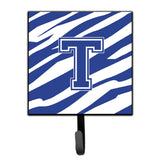 Caroline'S Treasures Cj1034-Tsh4 Letter T Initial Tiger Stripe Blue And White Leash Holder Or Key Hook, Small, Multicolor