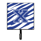 Caroline'S Treasures Cj1034-Xsh4 Letter X Initial Tiger Stripe Blue And White Leash Holder Or Key Hook, Small, Multicolor