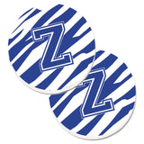 Caroline'S Treasures Monogram Initial Z Tiger Stripe Blue & White Set Of 2 Cup Holder Car Coasters Cj1034-Zcarc, 2.56, Multico