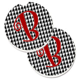 Caroline'S Treasures Monogram Initial B Houndstooth Black Set Of 2 Cup Holder Car Coasters Cj1035-Bcarc, 2.56, Multicolor