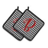 Caroline'S Treasures Monogram Initial B Houndstooth Black Pair Of Pot Holders Cj1035-Bpthd, 7.5Hx7.5W, Multicolor