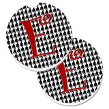 Caroline'S Treasures Monogram Initial E Houndstooth Black Set Of 2 Cup Holder Car Coasters Cj1035-Ecarc, 2.56, Multicolor