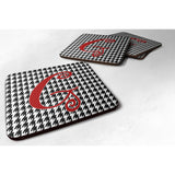 Caroline'S Treasures Cj1035-Gfc Monogram-Houndstooth Black Foam Coasters (Set Of 4), Initial Letter G, 3.5 H X 3.5 W,