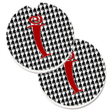 Caroline'S Treasures Monogram Initial I Houndstooth Black Set Of 2 Cup Holder Car Coasters Cj1035-Icarc, 2.56, Multicolor