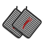 Caroline'S Treasures Monogram Initial I Houndstooth Black Pair Of Pot Holders Cj1035-Ipthd, 7.5Hx7.5W, Multicolor