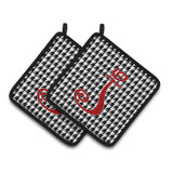 Caroline'S Treasures Monogram Initial J Houndstooth Black Pair Of Pot Holders Cj1035-Jpthd, 7.5Hx7.5W, Multicolor