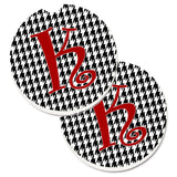 Caroline'S Treasures Monogram Initial K Houndstooth Black Set Of 2 Cup Holder Car Coasters Cj1035-Kcarc, 2.56, Multicolor