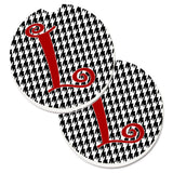 Caroline'S Treasures Monogram Initial L Houndstooth Black Set Of 2 Cup Holder Car Coasters Cj1035-Lcarc, 2.56, Multicolor