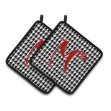 Caroline'S Treasures Monogram Initial M Houndstooth Black Pair Of Pot Holders Cj1035-Mpthd, 7.5Hx7.5W, Multicolor