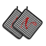 Caroline'S Treasures Monogram Initial N Houndstooth Black Pair Of Pot Holders Cj1035-Npthd, 7.5Hx7.5W, Multicolor