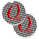 Caroline'S Treasures Monogram Initial Q Houndstooth Black Set Of 2 Cup Holder Car Coasters Cj1035-Qcarc, 2.56, Multicolor
