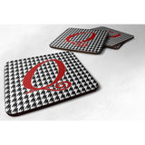 Caroline'S Treasures Cj1035-Qfc Monogram-Houndstooth Black Foam Coasters (Set Of 4), Initial Letter Q, 3.5 H X 3.5 W,
