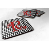 Caroline'S Treasures Cj1035-Rfc Monogram-Houndstooth Black Foam Coasters (Set Of 4), Initial Letter R, 3.5 H X 3.5 W,