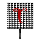 Caroline'S Treasures Cj1035-Tsh4 Letter T Initial Monogram-Hounds Tooth Black Leash Holder Or Key Hook, Small, Multicolor