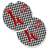 Caroline'S Treasures Monogram Initial W Houndstooth Black Set Of 2 Cup Holder Car Coasters Cj1035-Wcarc, 2.56, Multicolor