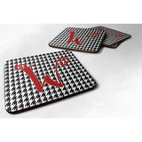 Caroline'S Treasures Cj1035-Wfc Monogram-Houndstooth Black Foam Coasters (Set Of 4), Initial Letter W, 3.5 H X 3.5 W,