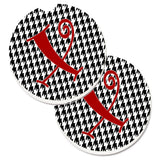 Caroline'S Treasures Monogram Initial X Houndstooth Black Set Of 2 Cup Holder Car Coasters Cj1035-Xcarc, 2.56, Multicolor