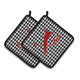 Caroline'S Treasures Monogram Initial X Houndstooth Black Pair Of Pot Holders Cj1035-Xpthd, 7.5Hx7.5W, Multicolor