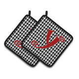 Caroline'S Treasures Monogram Initial Y Houndstooth Black Pair Of Pot Holders Cj1035-Ypthd, 7.5Hx7.5W, Multicolor